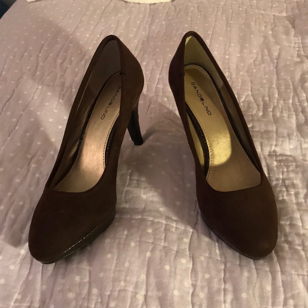 brown suede heels